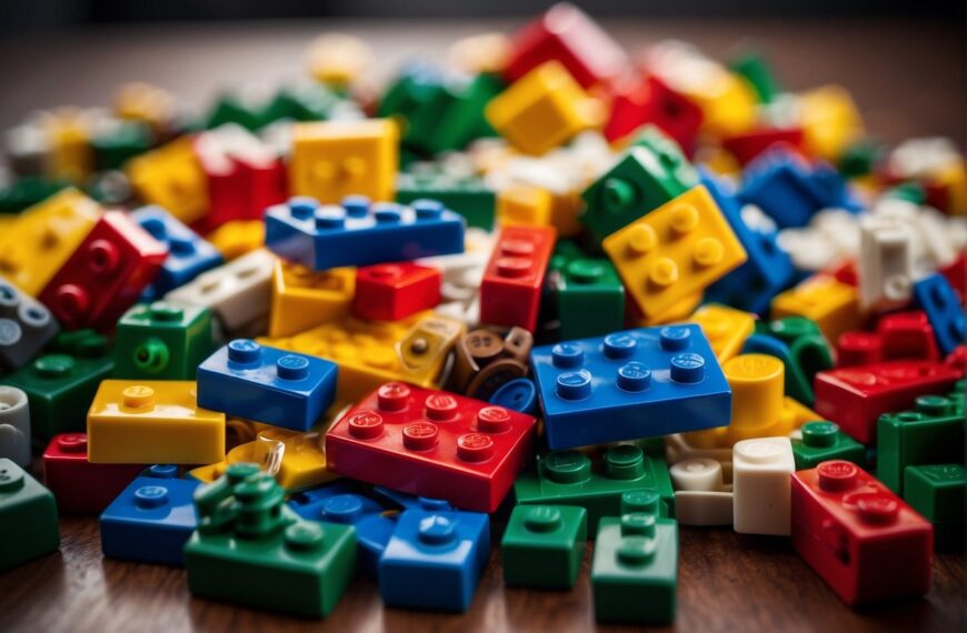 How Much Are Legos Worth: A pile of colorful legos scattered on a table, with a price tag nearby