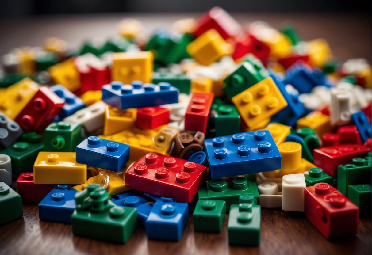 How Much Are Legos Worth: A pile of colorful legos scattered on a table, with a price tag nearby