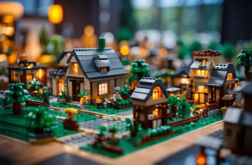 Can You Build Multiple Villages in Lego Fortnite: A group of Lego villages, resembling the Fortnite game, are being constructed simultaneously
