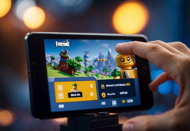 How Do You Select a World in Lego Fortnite: A hand reaches for a world selection screen in a Lego Fortnite game