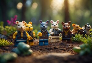 Can You Lure Animals in Lego Fortnite: Animals gather around a LEGO Fortnite lure, curious and cautious